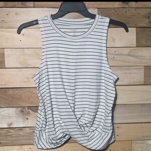 Old Navy Active Breathe ON Striped Workout Top Tank Twist Hem